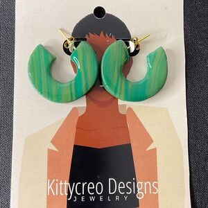 Kittycreo Designs Green Artisan Hoop Earrings